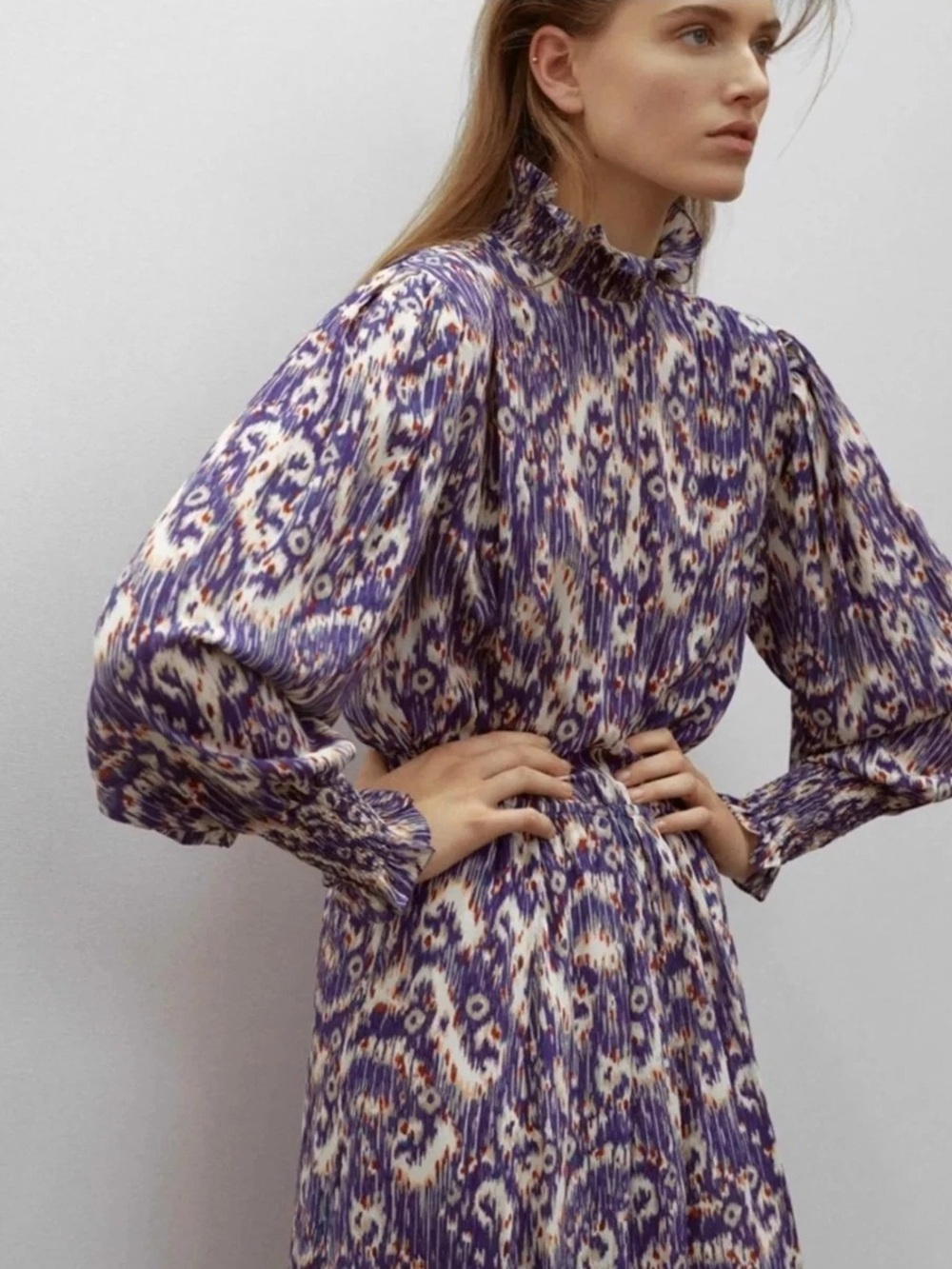 Isabel Marant Étoile 100% Silk Ikat Print Midi Dress EU 38 US 6
